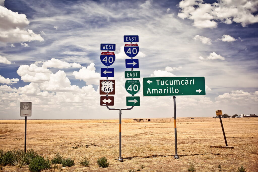 Route 66 intersection signs