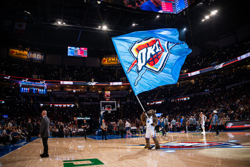 Rumble with Thunder Flag at a Thunder game